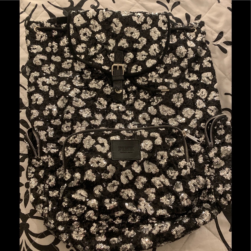 VS sparkly sequin leopard backpack